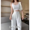 Quần nữ ống rộng bigsize 40-80kg suông lưng cao cúc khóa trước vải tuyết mưa – Đen Trắng Kem Nâu Mã Giá 125k 8