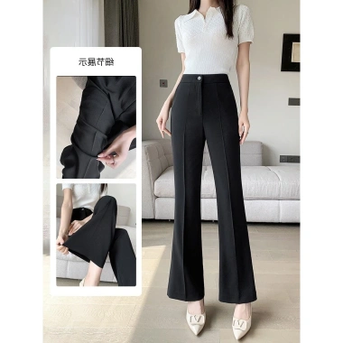 Quần ống loe nữ cạp cao 2 cúc vải co giãn dài siêu tôn dáng đẹp Giá 125.996 VND 2