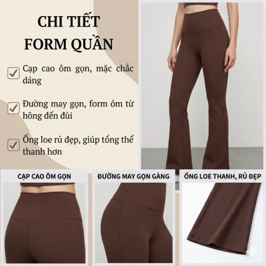Quần ống loe nữ yoga cạp cao thun lạnh co giãn thấm hút mồ hôi tập tại nhà 3