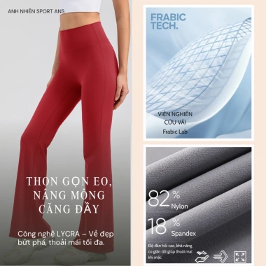 Quần ống loe nữ yoga cạp cao thun lạnh co giãn thấm hút mồ hôi tập tại nhà 4