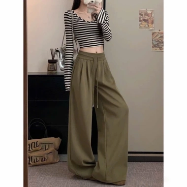 Quần ống rộng cạp to xu hướng 2.025 chất dày mịn không xù size 93-103cm 93.990đ