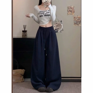 Quần ống rộng cạp to xu hướng 2.025 chất dày mịn không xù size 93-103cm 93.990đ