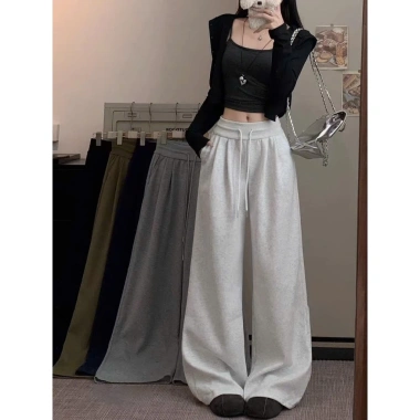 Quần ống rộng cạp to xu hướng 2.025 chất dày mịn không xù size 93-103cm 93.990đ