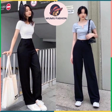 Quần ống rộng dài MIUMIU nữ công sở Đen Tím Trắng Nâu giá 119k giảm từ 144k