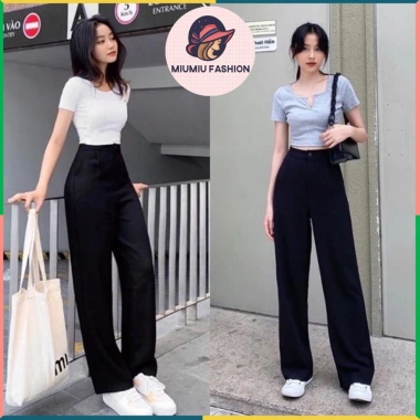 Quần ống rộng dài MIUMIU nữ công sở Đen Tím Trắng Nâu giá 119k giảm từ 144k