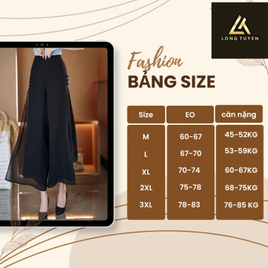 Quần ống rộng dáng suông 2 lớp cạp cao lưng thun thời trang - Giá chỉ 139.000₫ 3