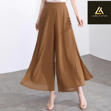 Quần ống rộng dáng suông 2 lớp cạp cao lưng thun thời trang - Giá chỉ 139.000₫ 8