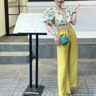 Quần ống rộng đũi cạp chun màu cá tính, siêu thoải mái, chỉ 90.000đ 4