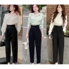 Quần ống rộng nữ cạp cao baggy, bo gấu 1‑3 khuy, vải tuyết mưa hàn: Đi học & đi làm 3