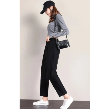 Quần ống rộng nữ cạp cao baggy, bo gấu 1‑3 khuy, vải tuyết mưa hàn: Đi học & đi làm 5 Quần ống rộng nữ cạp cao baggy, bo gấu 1‑3 khuy, vải tuyết mưa hàn: Đi học & đi làm 5