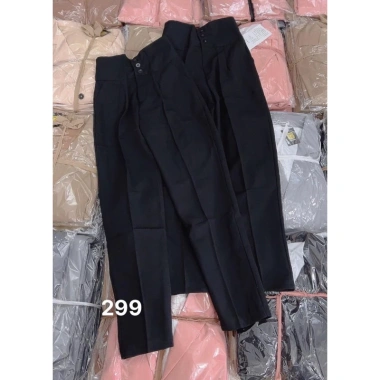 Quần ống rộng nữ cạp cao baggy, bo gấu 1‑3 khuy, vải tuyết mưa hàn: Đi học & đi làm
