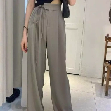 Quần ống rộng nữ cạp cao thắt nơ lưng dáng đứng - Nhiều màu, giá 71.590 VND