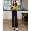 Quần ống rộng nữ cạp cao xanh đen dáng dài 1 khuy thích hợp đi học làm du lịch biển giá 73.000₫ 2