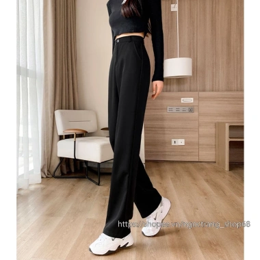 Quần ống rộng nữ dáng suông màu đen/be, chất co giãn, khóa kéo, tặng dây cột tóc - 165k 7 Quần ống rộng nữ dáng suông màu đen/be, chất co giãn, khóa kéo, tặng dây cột tóc - 165k 7