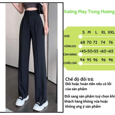 Quần ống rộng nữ lưng cao 2 khuy, chất tuyết mưa, nhiều màu – Dễ phối, 109k