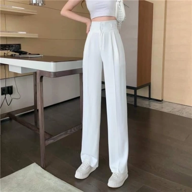 Quần ống rộng nữ lưng cao 2 khuy, chất tuyết mưa, nhiều màu – Dễ phối, 109k
