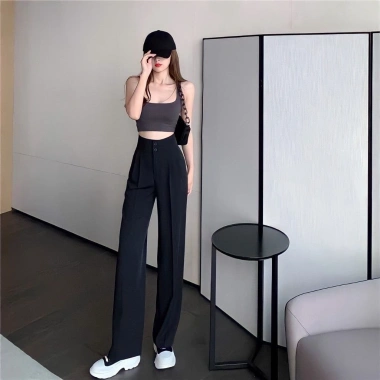Quần ống rộng nữ lưng cao 2 khuy, chất tuyết mưa, nhiều màu – Dễ phối, 109k
