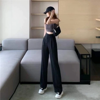 Quần ống rộng nữ lưng cao 2 khuy, chất tuyết mưa, nhiều màu – Dễ phối, 109k