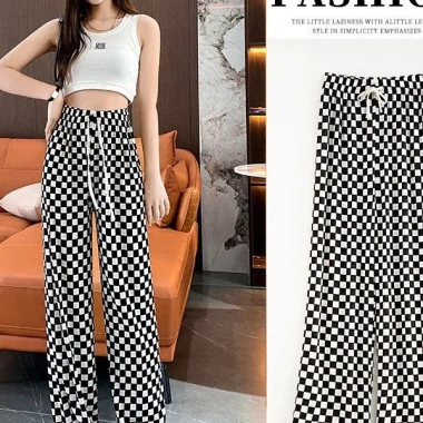 Quần ống sớ kẻ ô vuông phong cách hiện đại: giảm giá 22% chỉ 96.000₫ 2