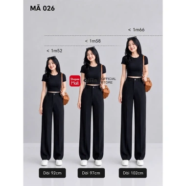 Quần Ống Suông Cạp Cao Nữ QIIEN CV026 - Vải Cao Cấp Xuất Hàn, Khóa Trước, Giá 145.045 VND