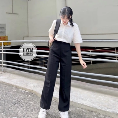 Quần Ống Suông Dài Cạp Siêu Cao, Lưng Siêu Cao, Khóa Trước - Giá Tết 90.000đ Giảm 20% 6