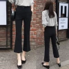 Quần ống suông dáng loe vải Tây Âu Hàn Quốc cạp lưng cao, 3 màu đen nâu be, dài 90‑92cm - BiBi 5