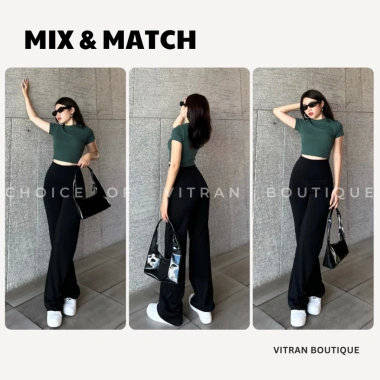 Quần Ống Suông Lưng Cạp Cao Thun Umi Co Dãn Trơn Hack Dáng Che Bụng Basic Minimal 350.000đ