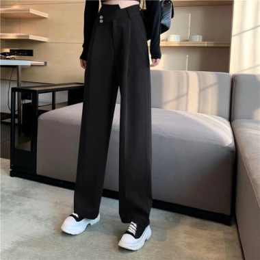 Quần ống suông nữ dài rộng cạp chéo 2 khuy lệch, vải tây ulzzang, chỉ 99.000đ 7 Quần ống suông nữ dài rộng cạp chéo 2 khuy lệch, vải tây ulzzang, chỉ 99.000đ 7