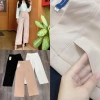 Quần ống suông nữ khóa sườn, ống rộng, cạp cao, vải đen trắng be - Giá 104.000 VND 3