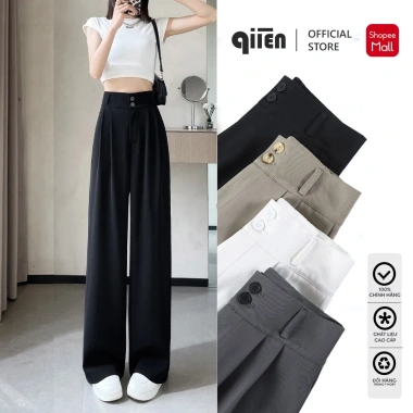 Quần Ống Suông Nữ Lưng Cao 2 Khuy Rộng Ống Phong Cách Công Sở HH06 148.500 VND