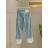 Quần Ren Ôm Hơn Cao Cấp Dài Mùa Xuân Nữ - Thẳng Thuốc Lạ Ống Đến Mắt Cá Chân, Phong Cách Jeans 2