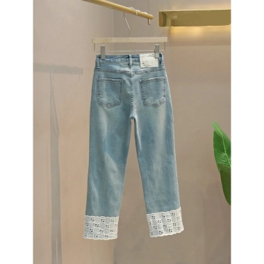Quần Ren Ôm Hơn Cao Cấp Dài Mùa Xuân Nữ - Thẳng Thuốc Lạ Ống Đến Mắt Cá Chân, Phong Cách Jeans 2 Quần Ren Ôm Hơn Cao Cấp Dài Mùa Xuân Nữ - Thẳng Thuốc Lạ Ống Đến Mắt Cá Chân, Phong Cách Jeans 2