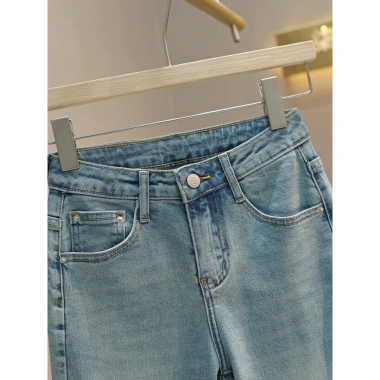 Quần Ren Ôm Hơn Cao Cấp Dài Mùa Xuân Nữ - Thẳng Thuốc Lạ Ống Đến Mắt Cá Chân, Phong Cách Jeans