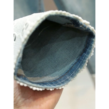 Quần Ren Ôm Hơn Cao Cấp Dài Mùa Xuân Nữ - Thẳng Thuốc Lạ Ống Đến Mắt Cá Chân, Phong Cách Jeans