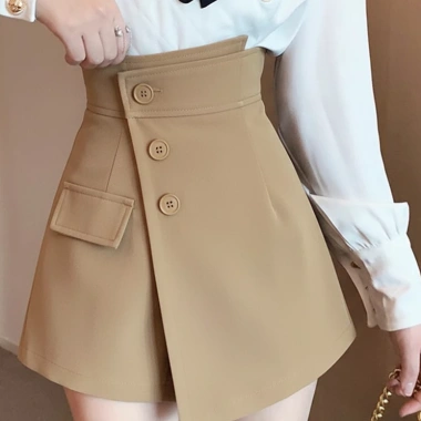 Quần short cạp cao ống rộng, chân váy khuy lệch - Quảng Châu, đẹp, giá 119.200₫ 3