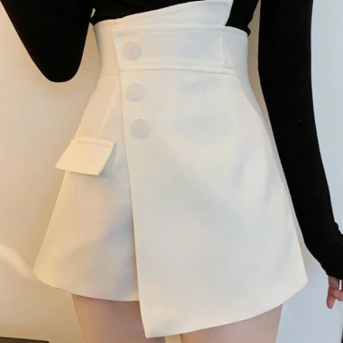 Quần short cạp cao ống rộng, chân váy khuy lệch - Quảng Châu, đẹp, giá 119.200₫ 4