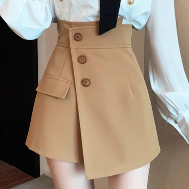 Quần short cạp cao ống rộng, chân váy khuy lệch - Quảng Châu, đẹp, giá 119.200₫ 5
