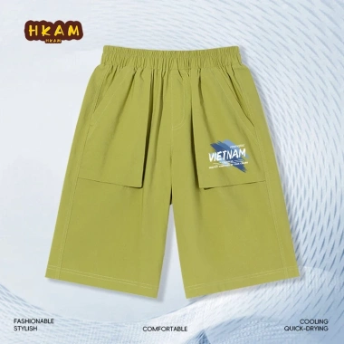 Quần short công sở bé trai HKAM vải mềm mịn, thiết kế hiện đại, in graffiti, giảm giá 7