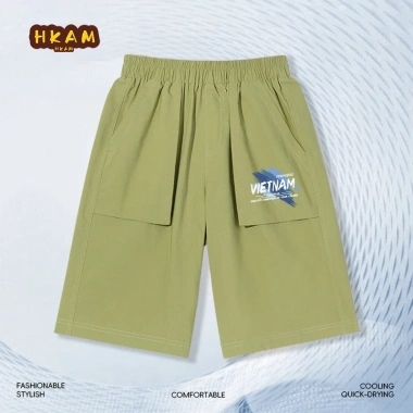 Quần short công sở bé trai HKAM vải mềm mịn, thiết kế hiện đại, in graffiti, giảm giá 8