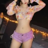 Quần Short Denim Lau Mùa Hè Y2K Tua Rua Low Waist Ren-Up Mông - Giá 444.096₫ 13