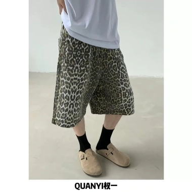 Quần Short Denim Nam Mỹ Retro Da Báo In Ngụy Trang, Cao Cấp, Thẳng Ống Rộng, Phong Cách Crop Mùa Hè - Giá 345.600₫ 6