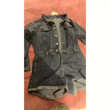 Quần short denim ống rộng lưng cao dài tay, cổ điển - Giá giảm 468.893 VND