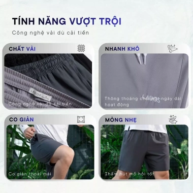 Quần short dù nam co giãn LADOS 14.086, dây rút, túi khóa kéo, phù hợp chạy bộ và tập gym - Giá chỉ 86.000 VND 4