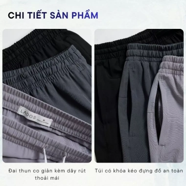 Quần short dù nam co giãn LADOS 14.086, dây rút, túi khóa kéo, phù hợp chạy bộ và tập gym - Giá chỉ 86.000 VND 6