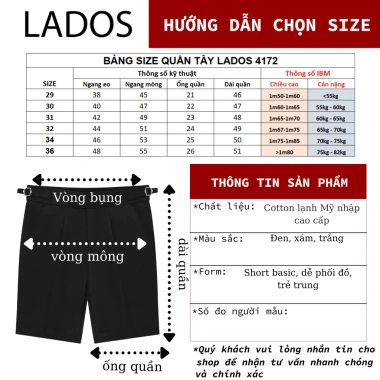 Quần Short Đùi Nam LADOS-4.172 Cotton Lạnh Mỹ Nhập, Sidetab Sang Trọng, Giá 217k 8