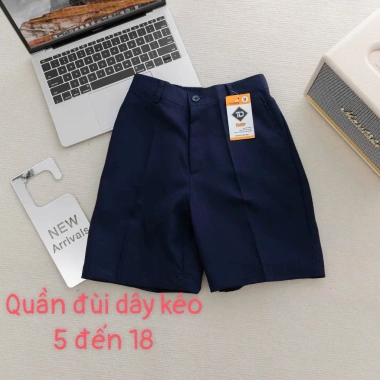 Quần short học sinh dây kéo trước lưng chun xanh than đồng phục cấp 1-2 bé trai giá ưu đãi 75.900 VND 3