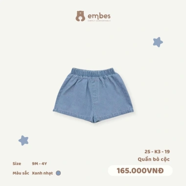 Quần short jean bé cộc mềm thoáng mát size 8-18kg giá chỉ 99.000₫ 5