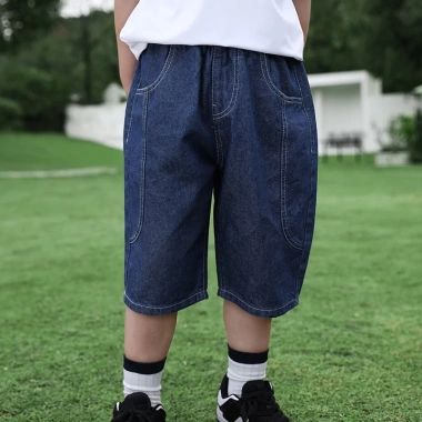 Quần short jean bé trai rộng thoải mái, chống mài mòn, in hình thời trang - Giá chỉ 194.400 VND 3