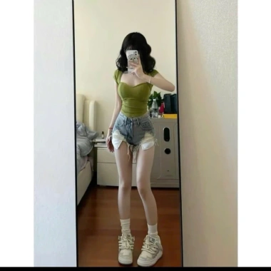 Quần short jean lưng cao nữ, đùi rách, lộ túi, chất denim 8.124 Giá 129.000 VND