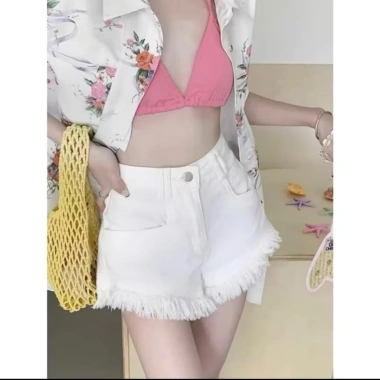 Quần short jean lưng cao túa rua trơn hack dáng PST8.134 - Giá chỉ 129k giảm mạnh